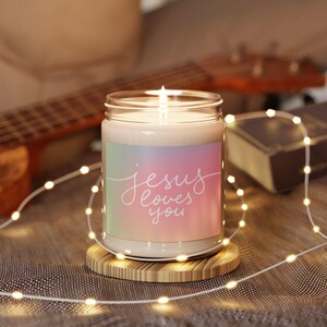 Jesus Loves You Scented Soy Candle 9oz Christian Aromatherapy Candle | Faith-Based Home Decor Inspirational Gift Lord God Bible Study Prayer