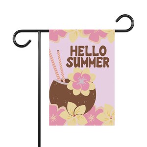 Summer Garden Flag, Tropical Yard Decor, Hello Summer Sign, Outdoor Flag, Bright Floral Decoration, yard flag, garden banner, welcome sign