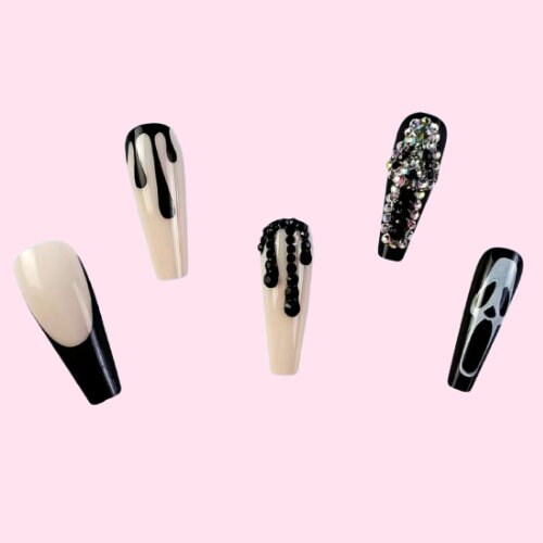 press on ghost face nails