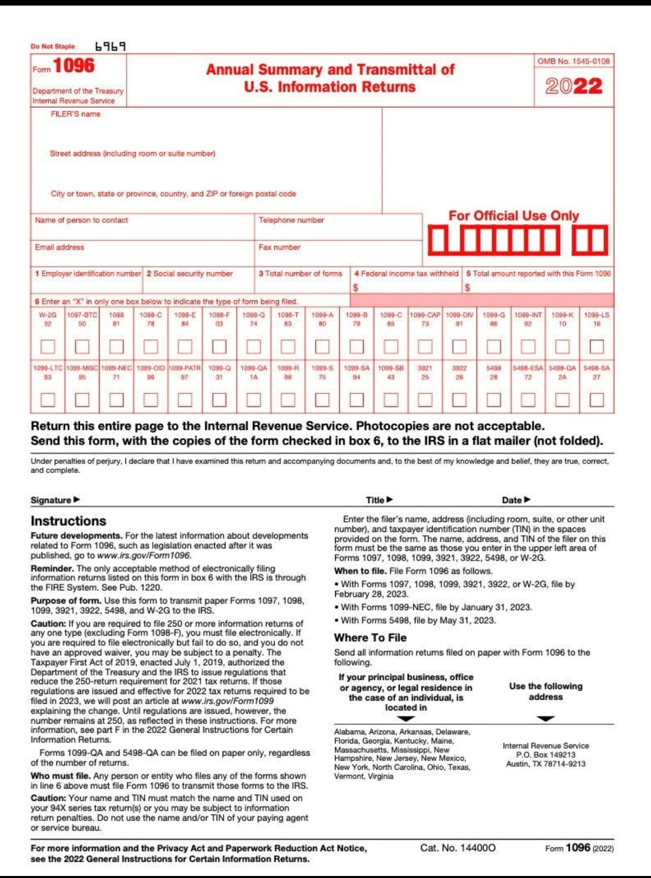 1099 NEC Fillable and Print Bonus 1096 Form Etsy