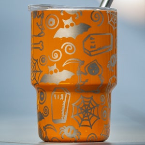 Spooktacular Halloween Mini Tumbler Cup - 2oz - Adorable Full Wrap Etched Pattern All-Around