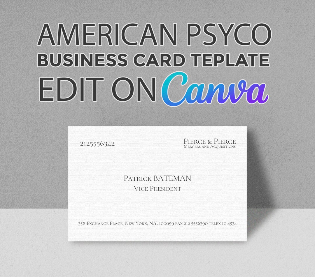 Printable Business Card American Psycho Style Patrick Bateman Etsy
