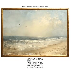Neutral WallArt Marine Minimalist Print Art Ocean Muted Vintage Painting Coastal Sea Digital Art High Res Files Light Blue Beige Decor