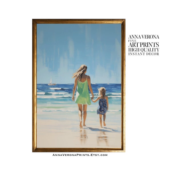 Cammina lungo l'oceano-Arte digitale 3x file JPG di alta qualità-Facile download-Decorazioni per la casa istantanee Amore Famiglia Amore Madre Regalo per lei