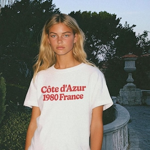 Cote d&#39;Azur 1980 Graphic Tee, Vintage French Riviera Shirt, Saint Tropez France T-Shirt, 80s Retro Style, Old Money Aesthetic, Unisex Tee