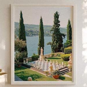Chess on the French Riviera Film Photo Print, Mediterranean Wall Art, French Riviera Posters, Chic Home Decor, France Room Decor