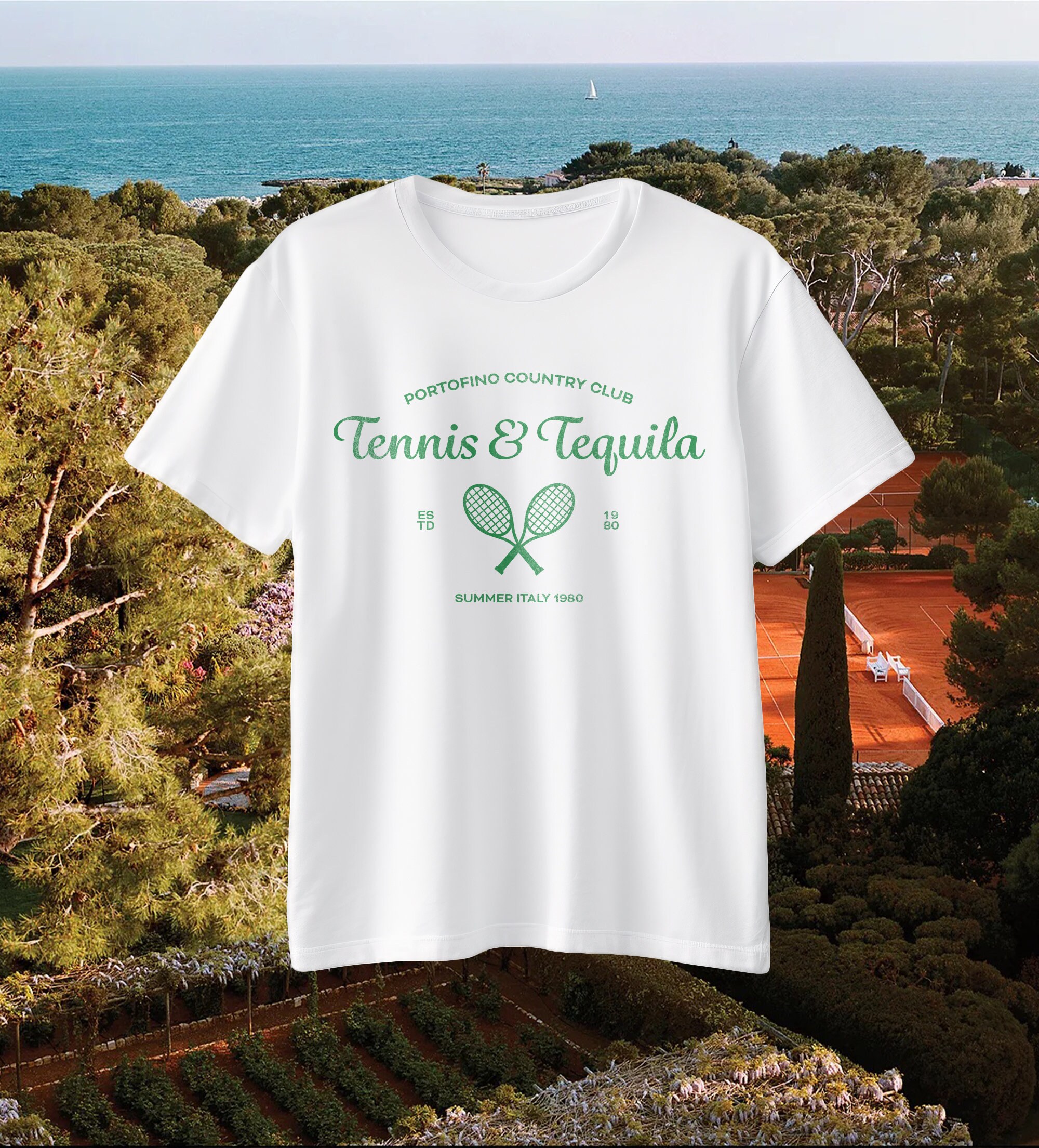 Vintage Tennis & Tequila Summer Italy 1980 Tshirt Portofino Etsy