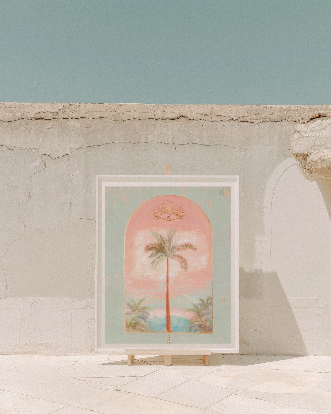Pastel Palm Tree Art Print | Coastal Boho Arch Wall Decor - Etsy