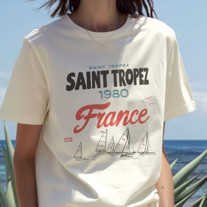 Saint Tropez France Sailing Club T-Shirt, Coastal Nautical Graphic Tee, Travel Shirt, Vintage Aesthetic Trendy, Comfort Colors Tee, NEW