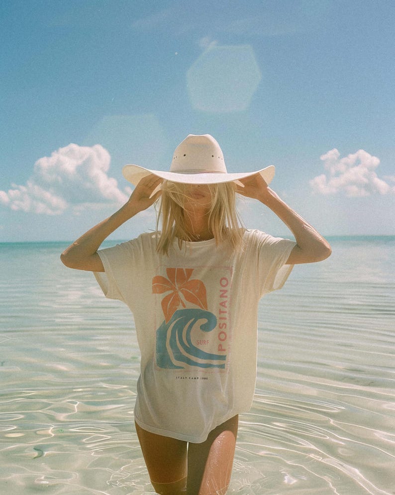 Positano Italy Surf Shirt, Italian Summer Graphic Tee, Coastal Beach T Shirt, Retro Surf Tee, Mediterranean Vacation Shirt, Italy Travel Tee image 5