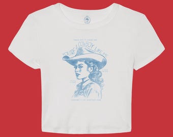 Cowboy Like Me Graphic Baby Tee and Crop Tee | Western Cowgirl Shirt, Folklore Evermore Era, Coastal Cowgirl Aesthetic, Americana Baby Tee