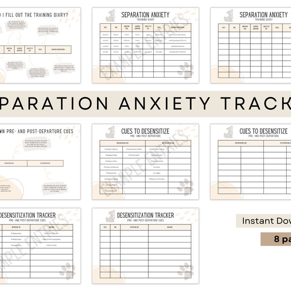 DOG SEPARATION ANXIETY Training Diary | Training Tracker Journal | Track Absences and Cue Desensitization | Home Alone | Digital Download