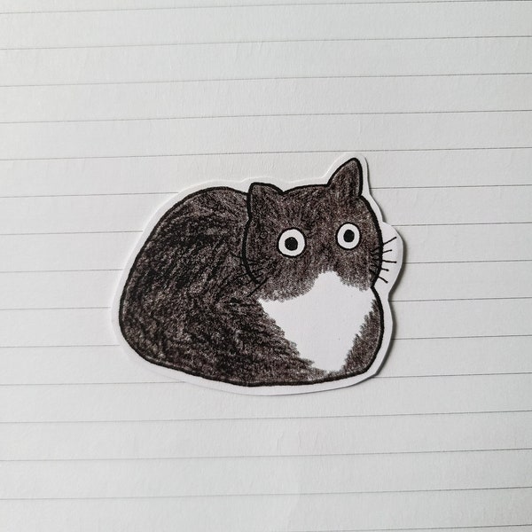 Loaf-shaped Tuxedo Cat Sticker