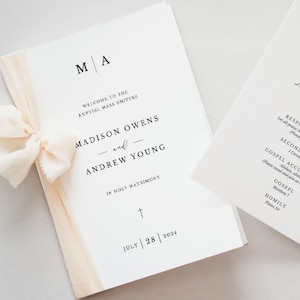 Catholic Wedding Program Template: Modern Minimalist Bifold
