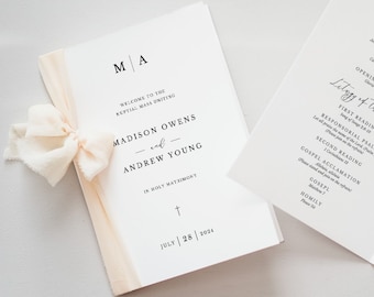 Catholic Wedding Program Template: Modern Minimalist Bifold