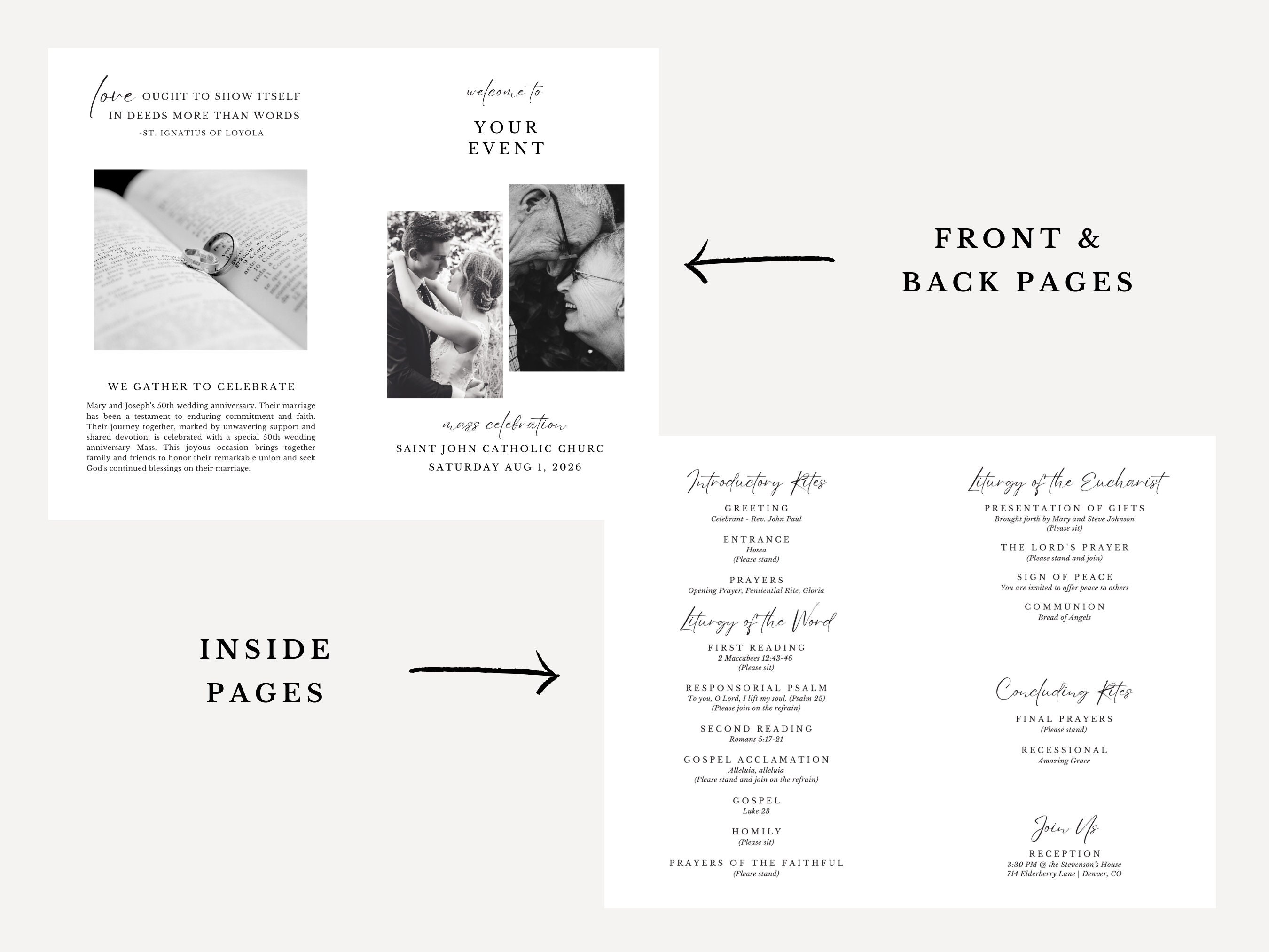 Large Bifold Program Standard Catholic Mass Bifold Program - Customizable Template Canva - Etsy