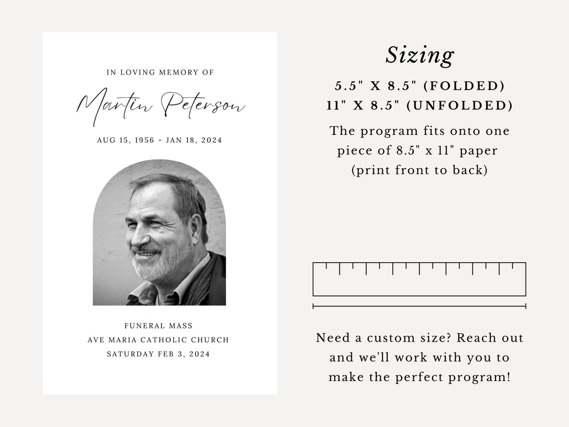 Catholic Funeral Mass Bifold Program Celebration of Life Liturgy for