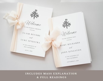 Catholic Wedding Program Template: Full Mass & Ceremony (Canva)