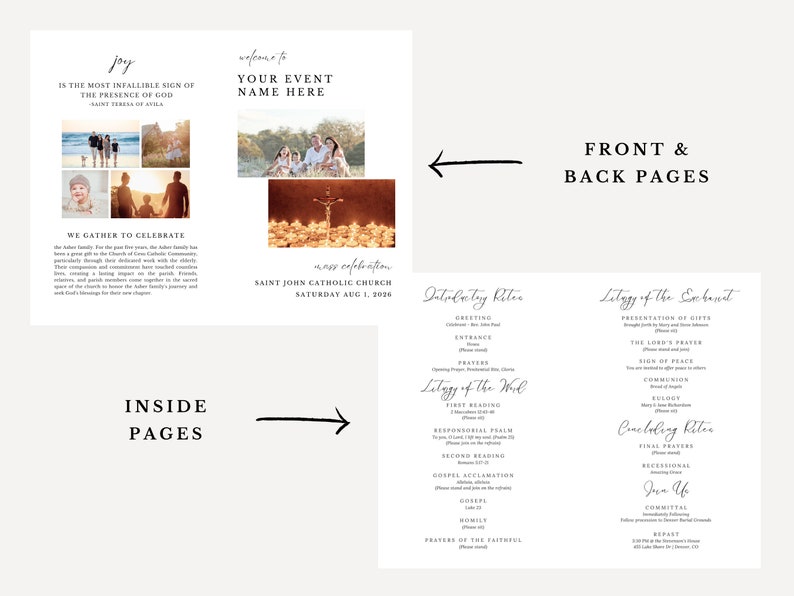 Large Bifold Program Catholic Mass Bifold Program: Custom Canva Template - Etsy