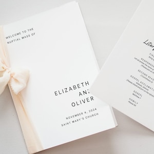 Catholic Wedding Program Template: Modern Bifold Mass & Ceremony (Canva)