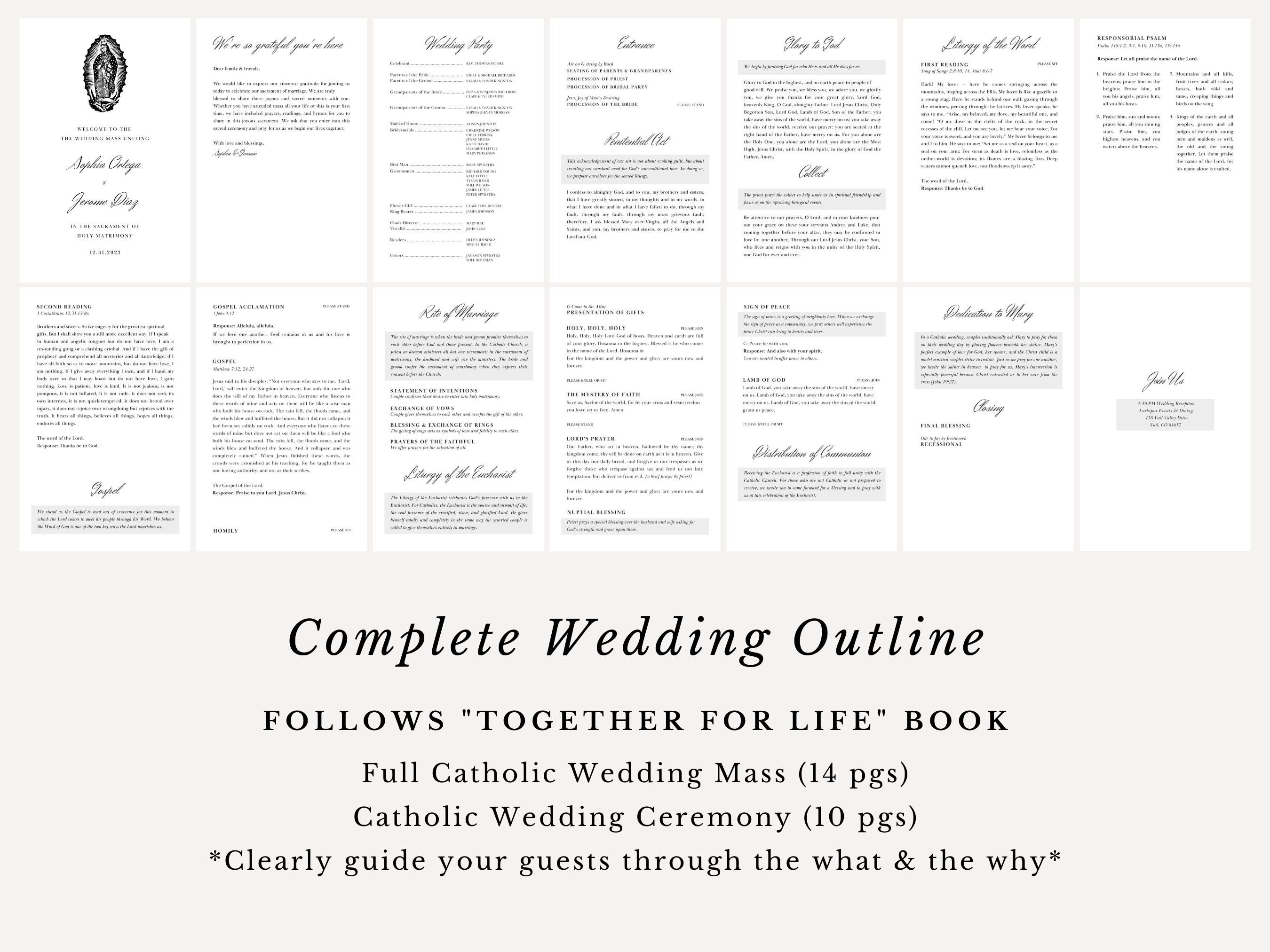 Catholic Wedding Program Template Full Readings & Mass Explanation Etsy