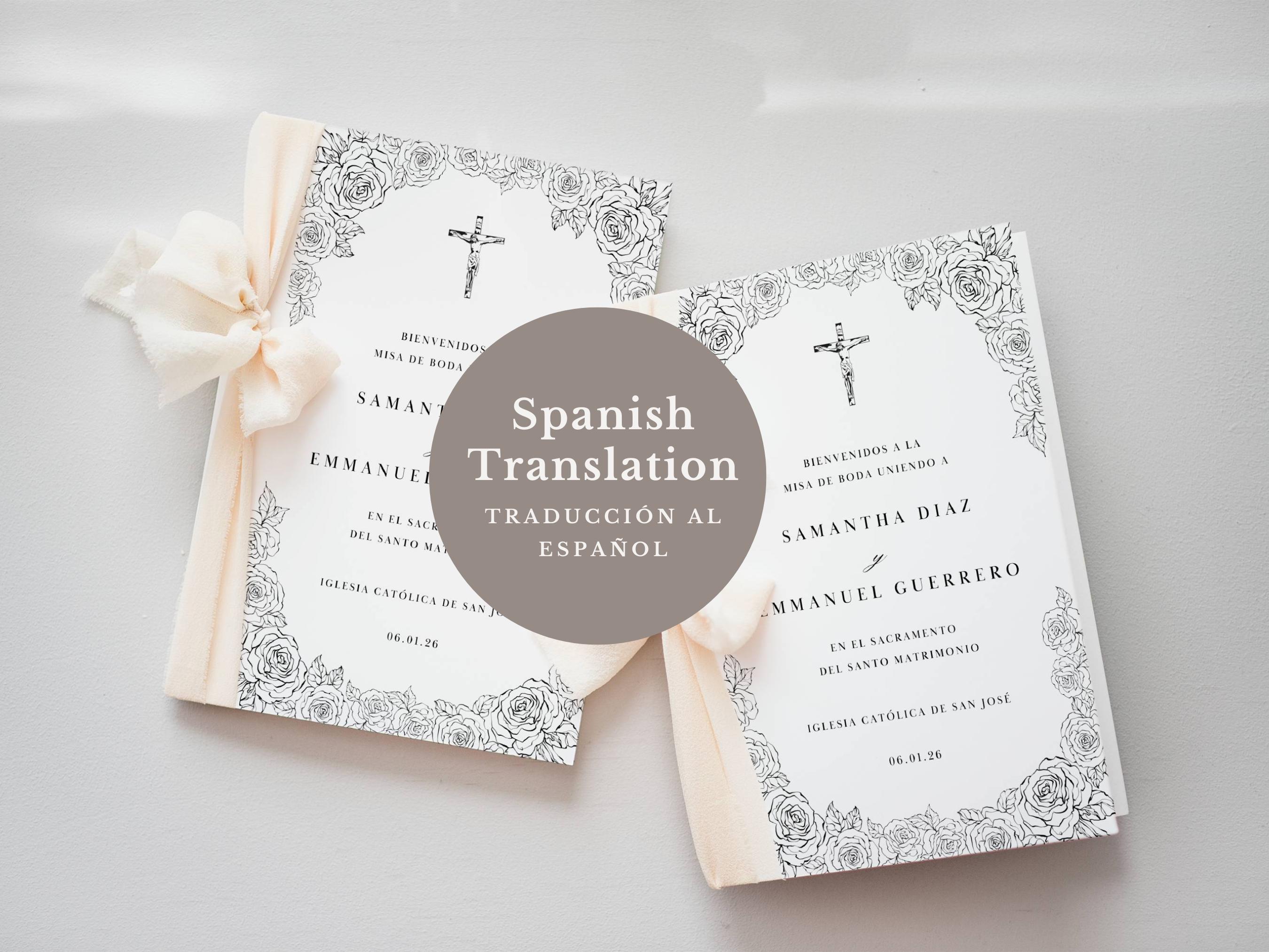 Spanish Catholic Wedding Program Template: Full Mass & Lasso Tradition