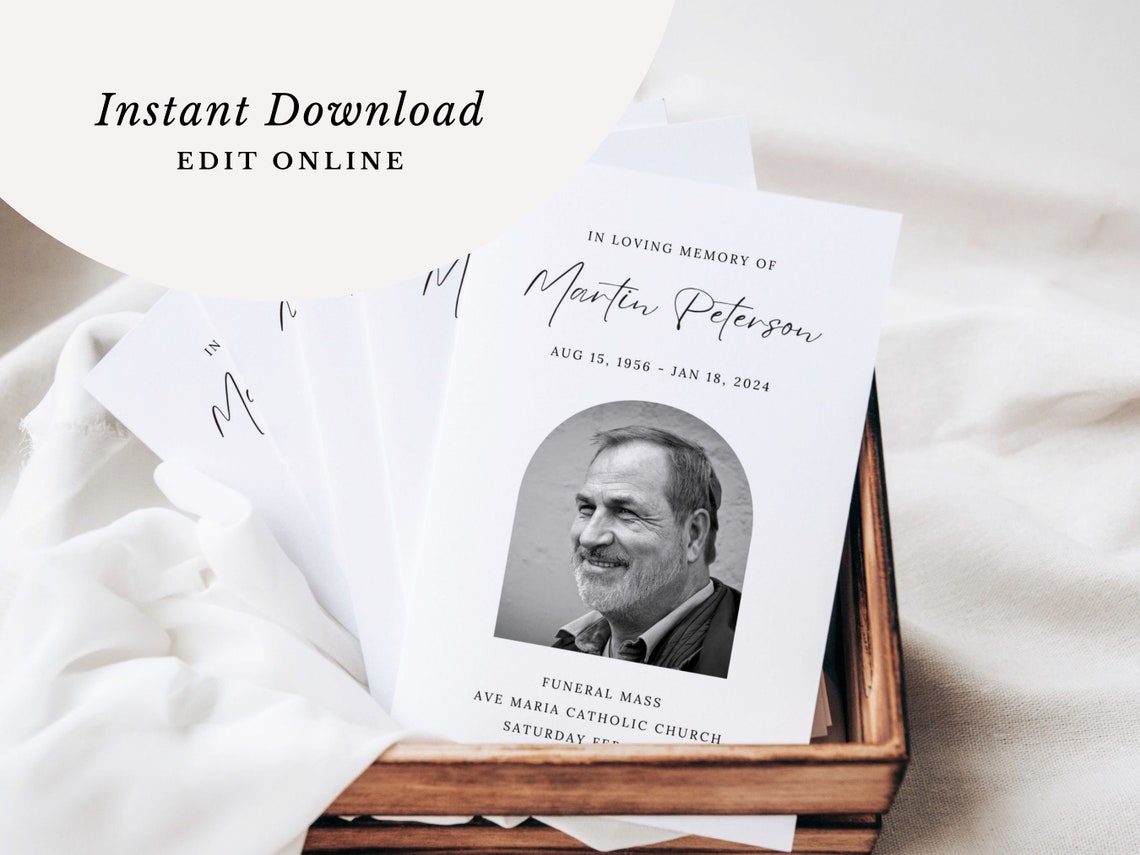 Catholic Funeral Mass Bifold Program Celebration of Life Liturgy for