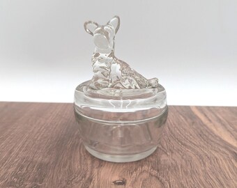 Vintage Jeannette Glass Scotty Dog Scottish Terrier Powder Jar Trinket Dish