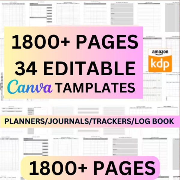 Canva 1800+ Business planners - KDP - Transform Your Business with Canva's Time-Saving notion Templates, Minimalist Weekly Planner Pages