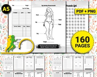 weight loss journal 2024, Weight Loss Tracker, Body Measurements, Fitness Planner Printable, Food Log, Digital Download, Weight Loss Journal