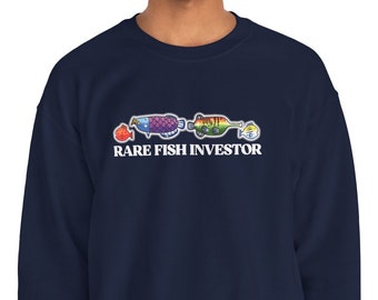 Rare Fish Investor WiiPlay Sudadera divertida, Camisa de pescado, Sigma Grindset, Inversor, Regalo de mordaza de pesca para él, Sudadera divertida Meme Crewneck