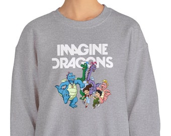 Dragon Tales Imagine Dragons Funny Sweatshirt, 90s Cartoon Parody Shirt,Imagine Dragons Shirt,Rock Band Shirt,Funny Meme Crewneck Sweatshirt