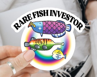 Rare Fish Investor WiiPlay Matte Vinyl Sticker, Waterbottle Sticker Waterproof Cup Sticker,Hydroflask Sticker,Laptop Sticker, Funny Stickers