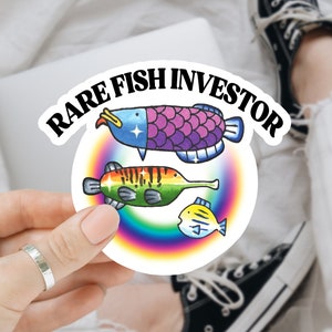Rare Fish Investor WiiPlay Matte Vinyl Sticker, Waterbottle Sticker Waterproof Cup Sticker,Hydroflask Sticker,Laptop Sticker, Funny Stickers