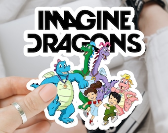 Dragon Tales Imagine Dragons Zabawna matowa naklejka winylowa, wodoodporna naklejka na butelkę z wodą Hydroflask Cup, naklejka na laptopa, zabawne naklejki z memami
