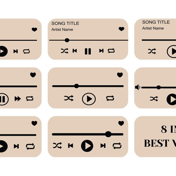 Music Player SVG Bundle | Music Player Display | Audio Control SVG | Play Buttons SVG | Acrylic Song Art | Music Player Cut File