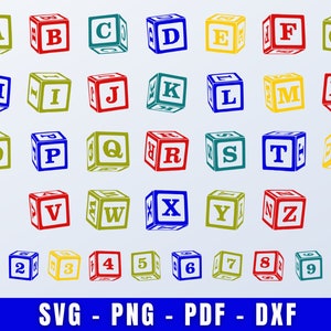 Blokken lettertype SVG | Speelgoedblokken lettertype SVG | Alfabetblokken SVG | Speelgoedblok | Blok alfabet clipart | Blokken knippen bestanden | Svg-bestanden voor Cricut