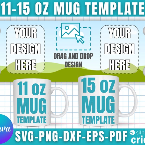 11-15 Oz Mug Canva Template, Full Wrap Template, Mug Full Wrap Template, Sublimation Mug Template for Cricut, Mug Press, Mug Template Svg