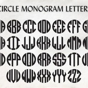 Letras de monograma circular SVG, monograma circular, alfabeto monograma, letras monograma, fuente monograma, monograma svg, archivos de corte svg para Cricut