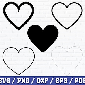 Bundle coeurs SVG, SVG contour coeur, fichiers coupés coeur, Clipart coeur, coeurs Svg, amour Svg, coeur solide Svg, Png, Dxf, Eps, Pdf