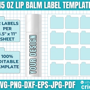 Lip Balm Label Template, Lip Balm Labels, Lip Balm Wrap Packaging, Sublimation Template, Lip Balm Sticker, Template Svg