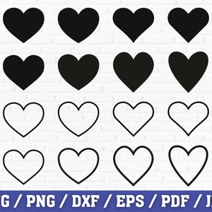 Hearts Svg Bundle, Heart Outline Svg, Heart Cut Files, Heart Clipart, Hearts Svg, Love Svg, Solid Heart Svg, Heart Frame Svg, Png, Dxf, Eps