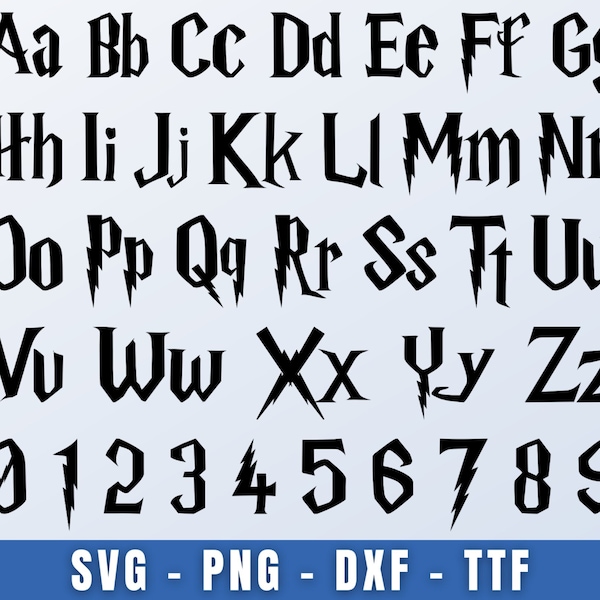 Potter Font SVG TTF, Wizard Font Svg, Magic Font Svg, Halloween Font, Potter Alphabet Svg, Potter Letters Svg, Svg Files for Cricut