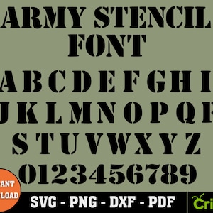 Army Stencil Font SVG, Stencil Font SVG, Stencil Alphabet, Army Font, School Font, Poster Font, Svg Cut Files for Cricut Silhouette