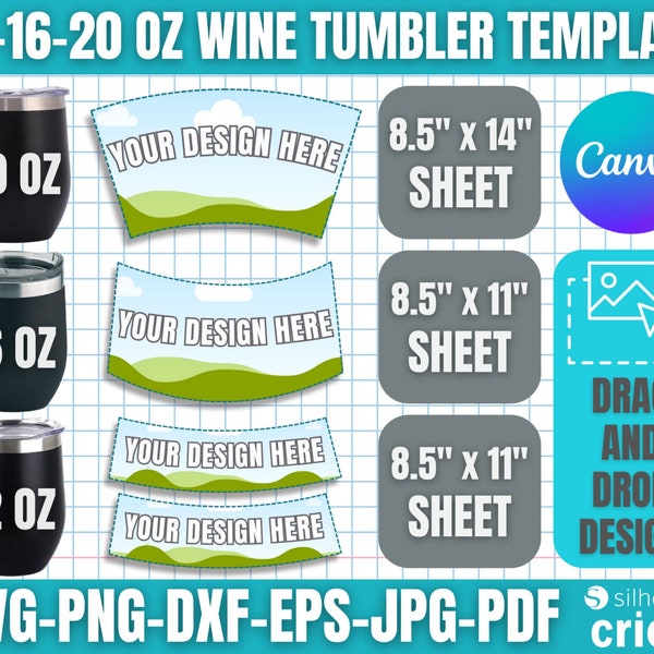 12-16-20 Oz Wine Tumbler Template, Wine Tumbler Wrap, Wine Tumbler Sublimation, Wine Tumbler Templates, Wine Tumbler Svg Png