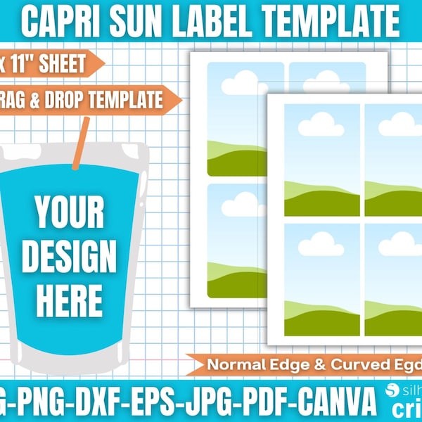 Capri Template Svg, Blank Capri Sun Template, Juice Pouch Label, Juice Label Party, Custom Capri Label, Birthday Party Favor, Canva Editable