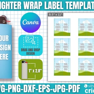 Lighter Label Template, Lighter wrapper Template, Lighter label full wrap, Sublimation Template, Canva Template, Template Svg