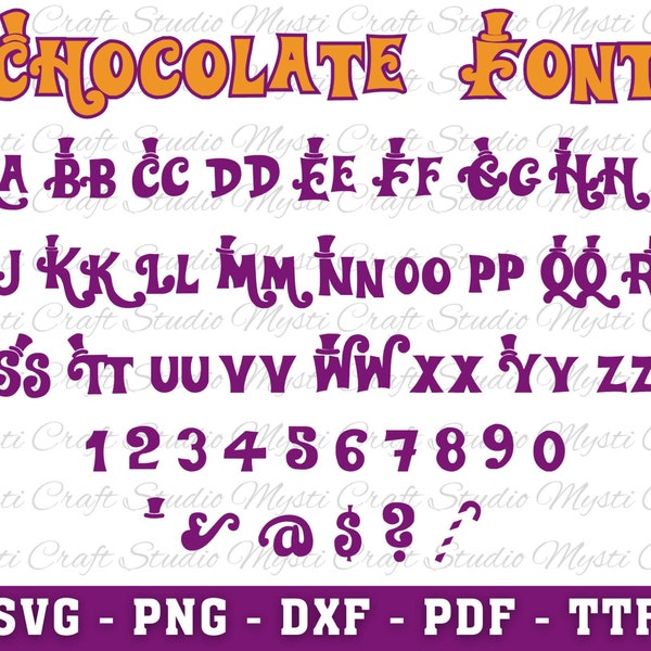 Chocolate Font | Birthday Font | Display Font | Fun Font | Cricut Font | Fonts | Svg | Png | Pdf | Dxf | Ttf | INSTANT DOWNLOAD