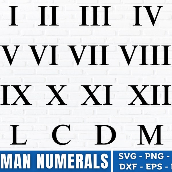 Romeinse cijfers SVG, Romeinse cijfers SVG, getallen Svg, wijzerplaat nummers Svg, letters cijfers, Svg Cut-bestanden voor Cricut Silhouette