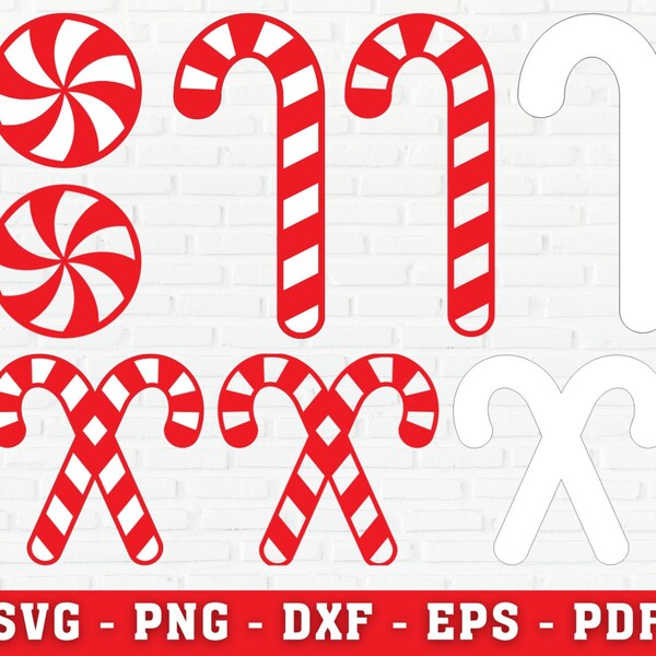 Candy Cane SVG, Christmas Candy Svg, Holiday Candy Svg, Christmas Svg, Candy Canes Clipart, Candy, Sweets, Holiday, Layered Svg for Cricut